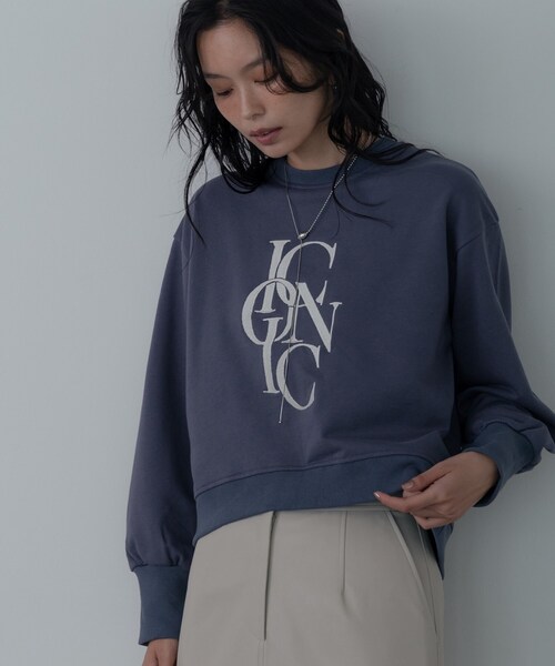 GALLEST（ギャレスト）の「ラウンドヘムロゴスウェット（スウェット・レディース・チャコールグレー/オフホワイト/ブラック・38）」の14枚目の写真