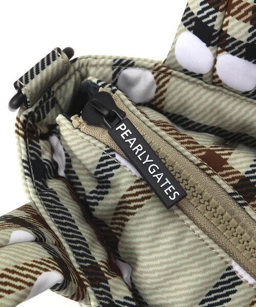 【美品】PEARLY GATES ドット柄カートバッグ チェック×ドット柄中綿カートバッグ(ラウンドバッグ)|PEARLY GATES