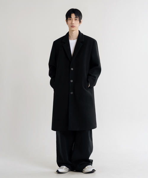 LEMAIN SECOND（リメインセカンド）の「WOOL BLEND OVERFIT SINGLE COAT [BLACK]（チェスターコート・メンズ・その他・LARGE）」の2枚目の写真