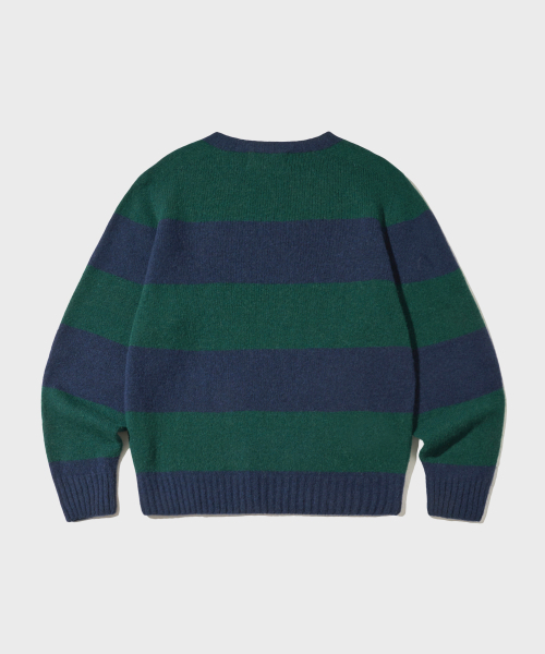 OUTSTANDING(アウトスタンディング)の「PURE WOOL WHOLEGARMENT STRIPE KNIT_GREEN/BLUE(ニット/セーター・メンズ・その他・SMALL/MEDIUM/LARGE)」の2枚目の写真