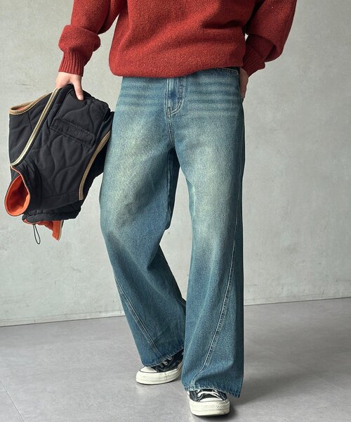 CPCM（シーピーシーエム）の「立体裁断セミフレアデニム（デニムパンツ・メンズ・ブルー/ブラック/ネイビー・MEDIUM/LARGE）」の3枚目の写真