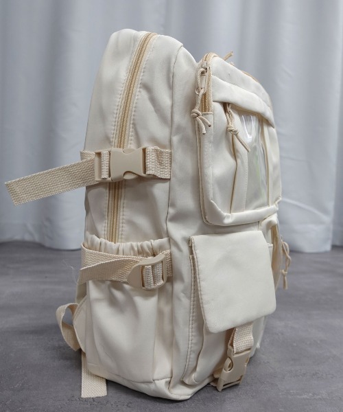 Lots of Love(ロッツオブラブ)の「【2color】クリアポケットナイロンバックパック(バックパック/リュック・レディース・アイボリー/ブラック・FREE)」の5枚目の写真