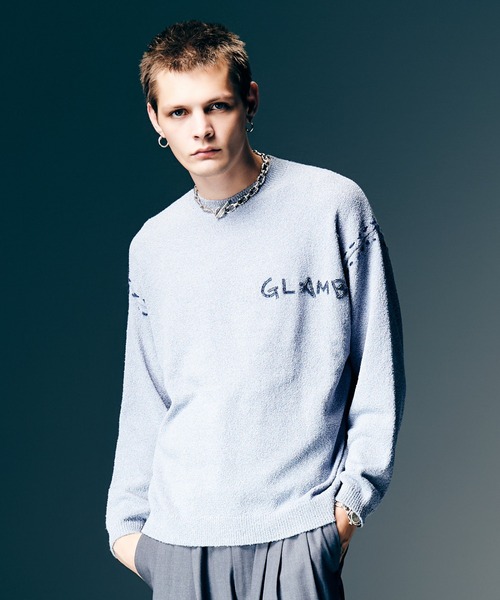 glamb(グラム)の「Hand Beaded Logo Knit / ハンドビーデッドロゴニット(ニット/セーター・メンズ・イエロー/ブラック/ブルー・S/M/L)」の3枚目の写真