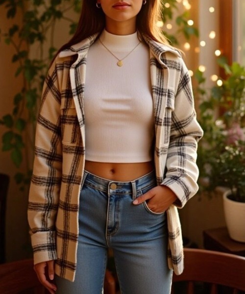 cammie(キャミー)の「チェック柄ジャケット(その他アウター・レディース・ブラウン/ホワイト・M/L)」の8枚目の写真