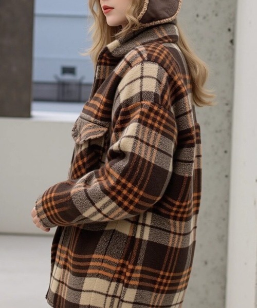 cammie(キャミー)の「チェック柄ジャケット(その他アウター・レディース・ブラウン/ホワイト・M/L)」の3枚目の写真
