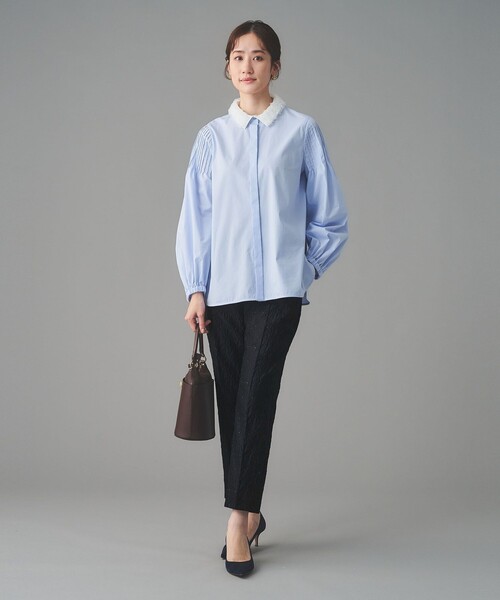 UNITED ARROWS（ユナイテッドアローズ）の「GISHA 2トーン ジャガード パンツ（スラックス・レディース・ネイビー/ダークグレー・40/38/36）」の4枚目の写真