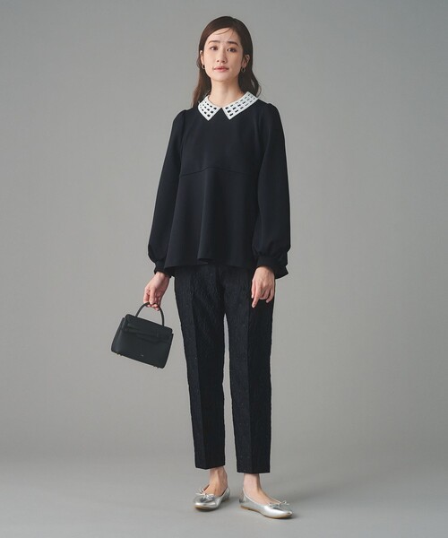 UNITED ARROWS（ユナイテッドアローズ）の「GISHA 2トーン ジャガード パンツ（スラックス・レディース・ネイビー/ダークグレー・40/38/36）」の5枚目の写真