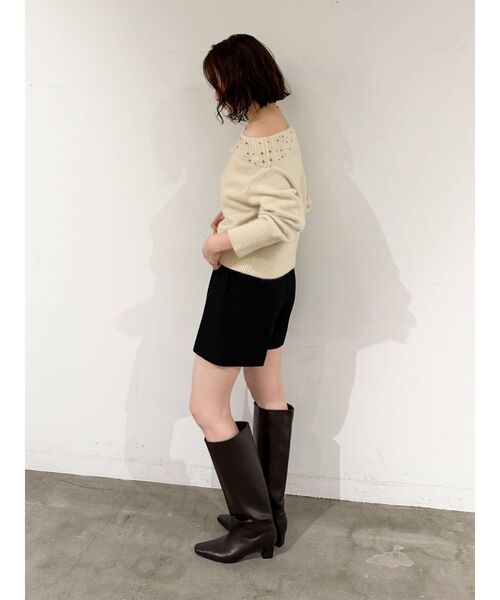 LAGUNAMOON（ラグナムーン）の「CHNラクーンブレンドビジューオフショルニットプルオーバー（ニット/セーター・レディース・ホワイト/ピンク/ブラック・FREE）」の7枚目の写真