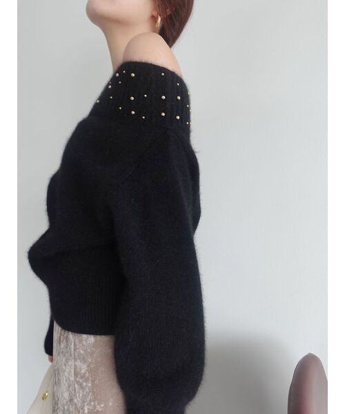 LAGUNAMOON（ラグナムーン）の「CHNラクーンブレンドビジューオフショルニットプルオーバー（ニット/セーター・レディース・ホワイト/ピンク/ブラック・FREE）」の12枚目の写真