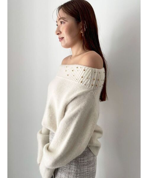 LAGUNAMOON（ラグナムーン）の「CHNラクーンブレンドビジューオフショルニットプルオーバー（ニット/セーター・レディース・ホワイト/ピンク/ブラック・FREE）」の21枚目の写真