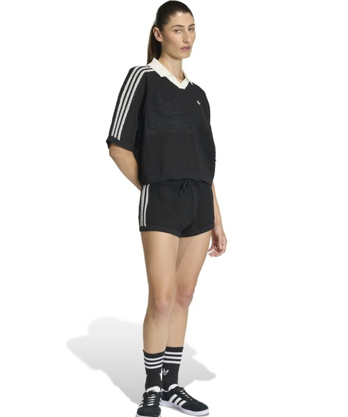 adidas（アディダス）の「adidas KNITTED CROCHET POLO / アディダス ニット クロシェ ポロ（ニット/セーター・レディース・ブラック・S/M/L）」の2枚目の写真