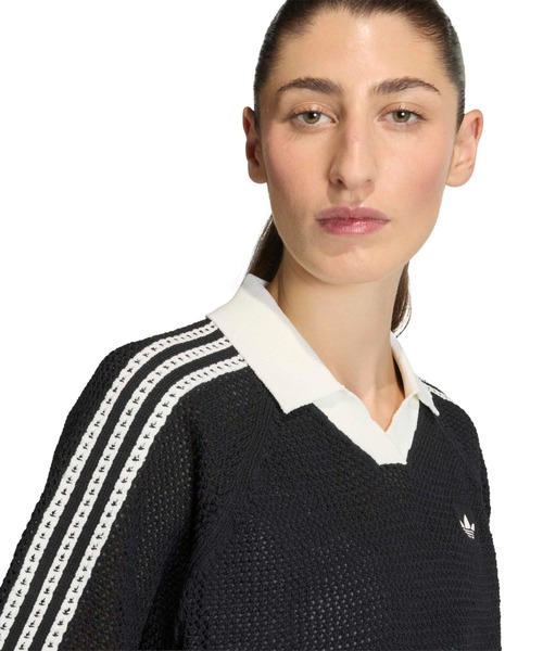 adidas（アディダス）の「adidas KNITTED CROCHET POLO / アディダス ニット クロシェ ポロ（ニット/セーター・レディース・ブラック・S/M/L）」の8枚目の写真