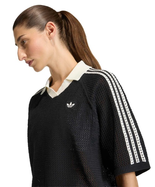adidas（アディダス）の「adidas KNITTED CROCHET POLO / アディダス ニット クロシェ ポロ（ニット/セーター・レディース・ブラック・S/M/L）」の7枚目の写真
