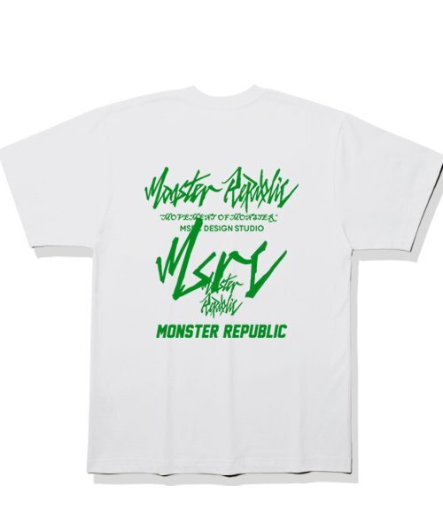 MONSTER REPUBLIC(モンスターリパブリック)の「ムーブメントグリーンレタリングTシャツホワイト(Tシャツ/カットソー・レディース・その他・MEDIUM/SMALL/X-LARGE/LARGE)」の1枚目の写真