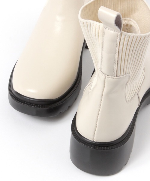studio CLIP(スタディオクリップ)の「【消臭・抗菌防臭・軽量】厚底ニットブーツ(ブーツ・レディース・ブラック/アイボリー・LARGE/MEDIUM)」の9枚目の写真