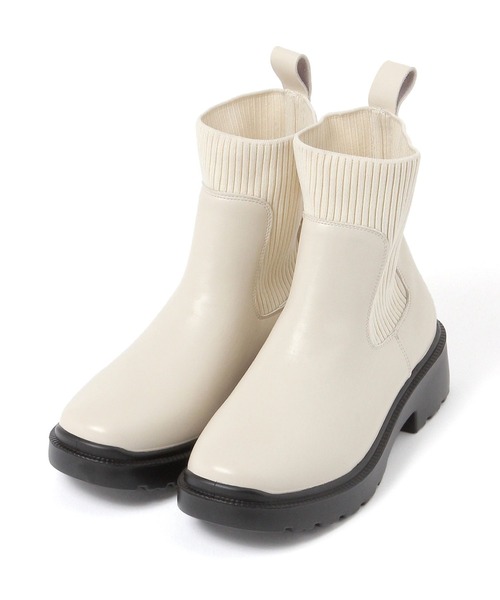 studio CLIP(スタディオクリップ)の「【消臭・抗菌防臭・軽量】厚底ニットブーツ(ブーツ・レディース・ブラック/アイボリー・LARGE/MEDIUM)」の14枚目の写真