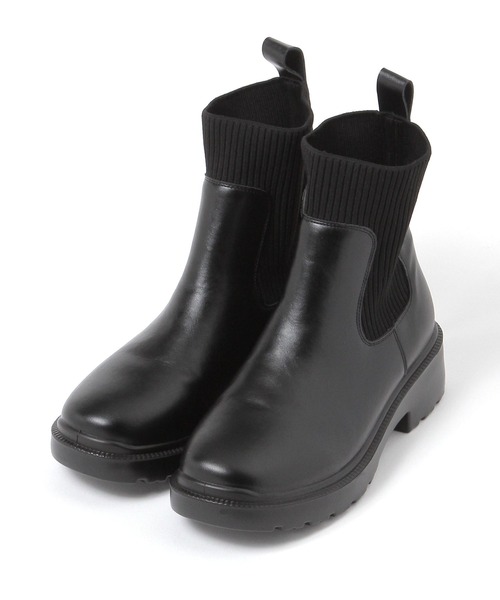studio CLIP(スタディオクリップ)の「【消臭・抗菌防臭・軽量】厚底ニットブーツ(ブーツ・レディース・ブラック/アイボリー・LARGE/MEDIUM)」の3枚目の写真