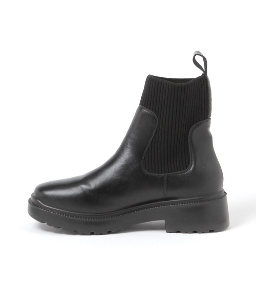 studio CLIP(スタディオクリップ)の「【消臭・抗菌防臭・軽量】厚底ニットブーツ(ブーツ・レディース・ブラック/アイボリー・LARGE/MEDIUM)」の4枚目の写真