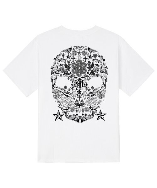 KAN6312(カン6312)の「KTW0094 スカルアート半袖Tシャツ - ホワイト(Tシャツ/カットソー・メンズ・その他・SMALL/MEDIUM/LARGE/X-LARGE)」の1枚目の写真