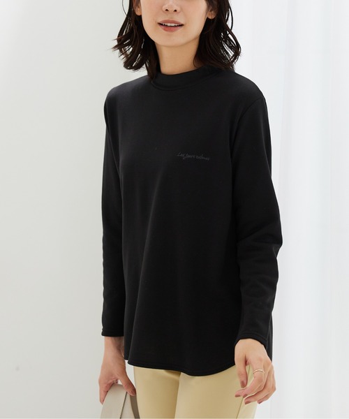 BELLUNA PLUS(ベルーナ)の「ロゴ刺しゅう裏起毛ニットソーチュニック(Tシャツ/カットソー・レディース・ピンク/ブルーグレー/杢グレー/ブラック・MEDIUM/X-LARGE/LARGE)」の8枚目の写真