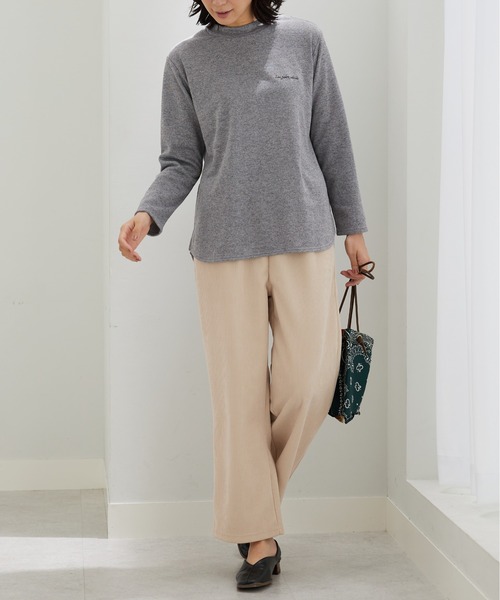 BELLUNA PLUS(ベルーナ)の「ロゴ刺しゅう裏起毛ニットソーチュニック(Tシャツ/カットソー・レディース・ピンク/ブルーグレー/杢グレー/ブラック・MEDIUM/X-LARGE/LARGE)」の13枚目の写真