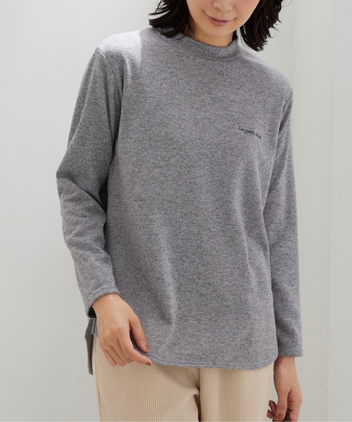 BELLUNA PLUS(ベルーナ)の「ロゴ刺しゅう裏起毛ニットソーチュニック(Tシャツ/カットソー・レディース・ピンク/ブルーグレー/杢グレー/ブラック・MEDIUM/X-LARGE/LARGE)」の15枚目の写真