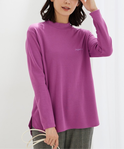BELLUNA PLUS(ベルーナ)の「ロゴ刺しゅう裏起毛ニットソーチュニック(Tシャツ/カットソー・レディース・ピンク/ブルーグレー/杢グレー/ブラック・MEDIUM/X-LARGE/LARGE)」の18枚目の写真