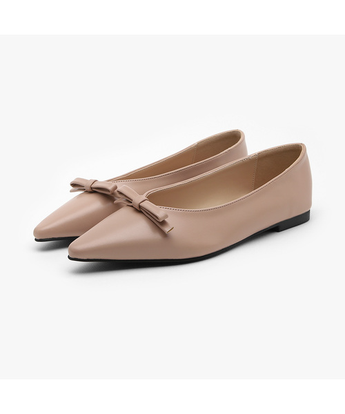SAPPUN（サプン）の「Purellin リボン フラットシューズ (1cm)（バレエシューズ・レディース・ブラック/ダークブラウン/ホワイト/ベージュ/ピンク・22.5cm/23cm/23.5cm/24cm/24.5cm/25cm/25.5cm）」の5枚目の写真