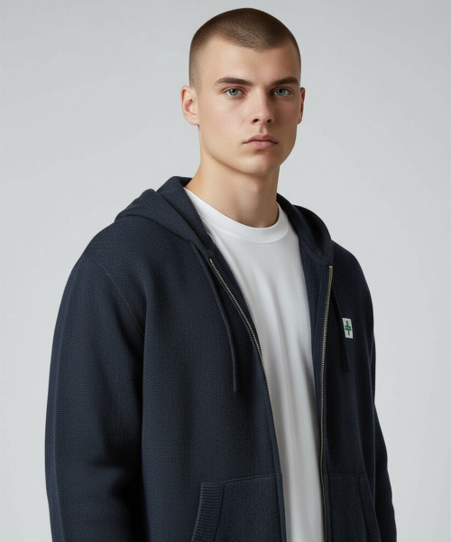 BORN SLIPPY(ボーンスリッピー)の「Soft Knit Born Slippy Hood Zip-up (Black)(パーカー・メンズ・その他・FREE)」の1枚目の写真