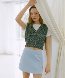 Color Blend Knit Vest  Black