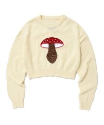 MUSHROOM CROP KNIT CREWNECK [IVORY]