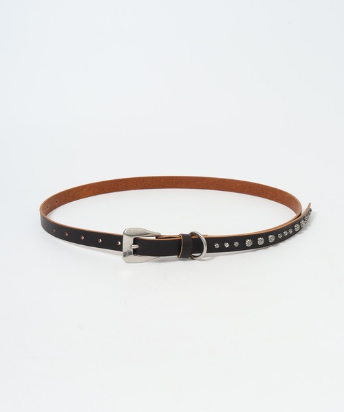 FUNALIVE（ファンアライブ）の「茶芯レザー スタッズナローベルト（ベルト・メンズ・ブラック・FREE）」の2枚目の写真