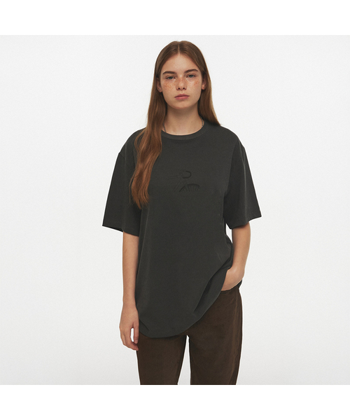 RMRN(アルエームアルエヌ)の「BICYLE PIGMENT T-SHIRT(Tシャツ/カットソー・レディース・ネイビー/チャコール・FREE)」の2枚目の写真