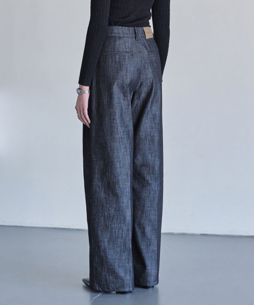 DECET WOMEN（デケット ウーマン）の「[リネンライク]2Pleats Wide Pants DCWPT012CPBlack（デニムパンツ・レディース・その他・LARGE/MEDIUM/SMALL/X-SMALL）」の6枚目の写真