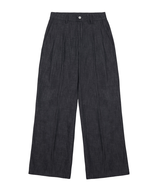 DECET WOMEN（デケット ウーマン）の「[リネンライク]2Pleats Wide Pants DCWPT012CPBlack（デニムパンツ・レディース・その他・LARGE/MEDIUM/SMALL/X-SMALL）」の3枚目の写真