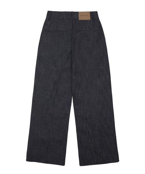 DECET WOMEN（デケット ウーマン）の「[リネンライク]2Pleats Wide Pants DCWPT012CPBlack（デニムパンツ・レディース・その他・LARGE/MEDIUM/SMALL/X-SMALL）」の2枚目の写真