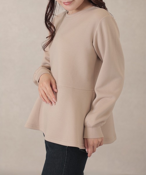DAYRA(デイラ)の「ソリッドカラー ペプラム 長袖 フレア プルオーバー(Tシャツ/カットソー・レディース・グレー/ブラック/ベージュ/グリーン・S/FREE)」の3枚目の写真