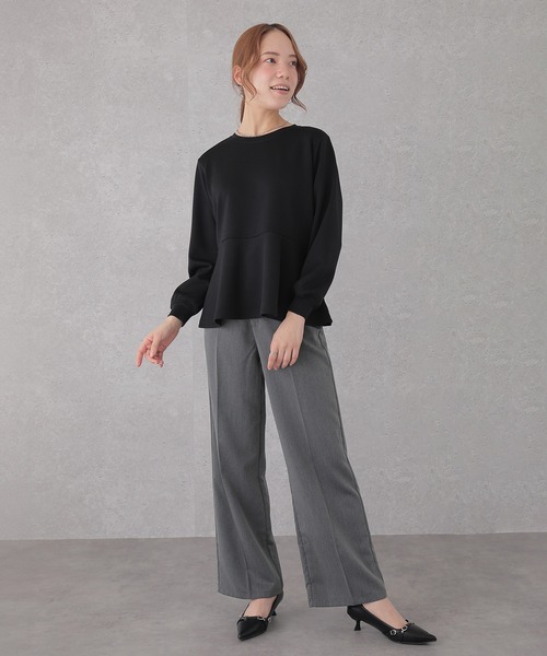 DAYRA(デイラ)の「ソリッドカラー ペプラム 長袖 フレア プルオーバー(Tシャツ/カットソー・レディース・グレー/ブラック/ベージュ/グリーン・S/FREE)」の5枚目の写真