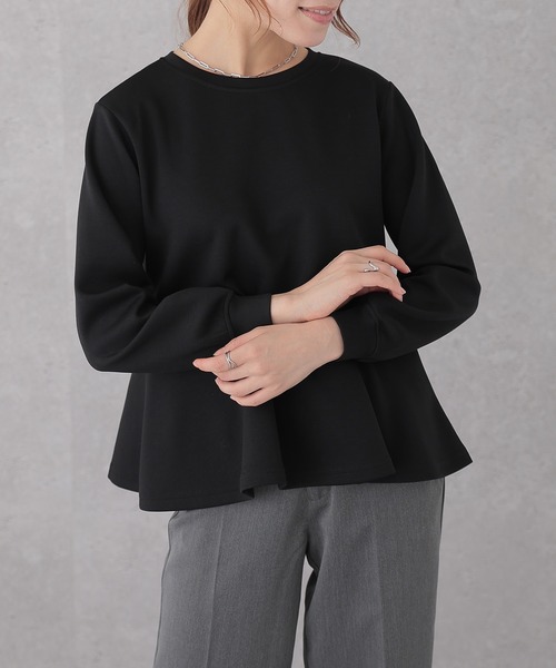DAYRA(デイラ)の「ソリッドカラー ペプラム 長袖 フレア プルオーバー(Tシャツ/カットソー・レディース・グレー/ブラック/ベージュ/グリーン・S/FREE)」の8枚目の写真