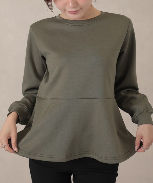 DAYRA(デイラ)の「ソリッドカラー ペプラム 長袖 フレア プルオーバー(Tシャツ/カットソー・レディース・グレー/ブラック/ベージュ/グリーン・S/FREE)」の22枚目の写真
