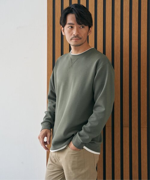ikka(イッカ)の「GOKU楽リップルダンボールクルーネック(スウェット・メンズ・ベージュ/ネイビー/カーキ/サックスブルー・M/L/XL/S)」の22枚目の写真