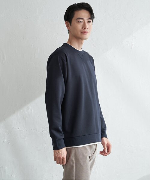 ikka(イッカ)の「GOKU楽リップルダンボールクルーネック(スウェット・メンズ・ベージュ/ネイビー/カーキ/サックスブルー・M/L/XL/S)」の9枚目の写真