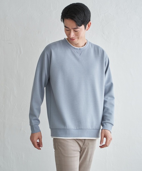 ikka(イッカ)の「GOKU楽リップルダンボールクルーネック(スウェット・メンズ・ベージュ/ネイビー/カーキ/サックスブルー・M/L/XL/S)」の8枚目の写真