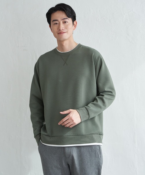 ikka(イッカ)の「GOKU楽リップルダンボールクルーネック(スウェット・メンズ・ベージュ/ネイビー/カーキ/サックスブルー・M/L/XL/S)」の6枚目の写真