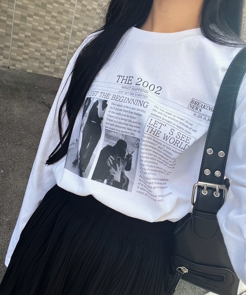 etta(エタ)の「レタリングプリントロンT/長袖Tシャツ(Tシャツ/カットソー・レディース・ホワイト・MEDIUM/SMALL/LARGE/X-SMALL)」の6枚目の写真