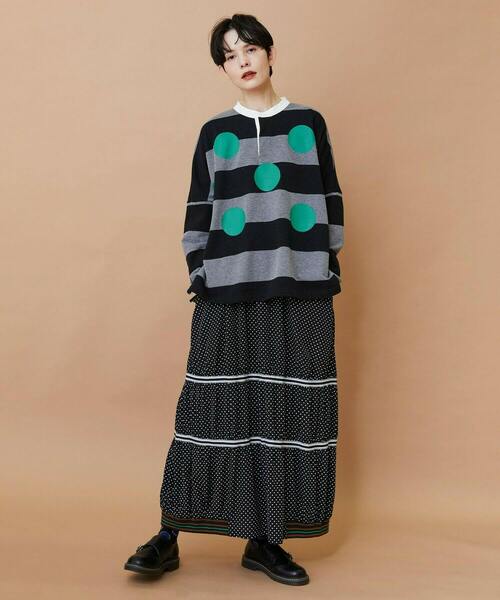 FRAPBOIS(フラボア)の「クルーボーダー カットソー(Tシャツ/カットソー・レディース・ブラック/ブルー・1/2)」の7枚目の写真