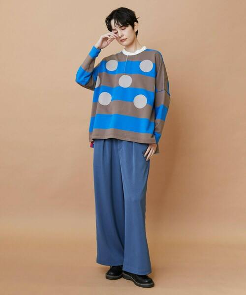 FRAPBOIS(フラボア)の「クルーボーダー カットソー(Tシャツ/カットソー・レディース・ブラック/ブルー・1/2)」の15枚目の写真