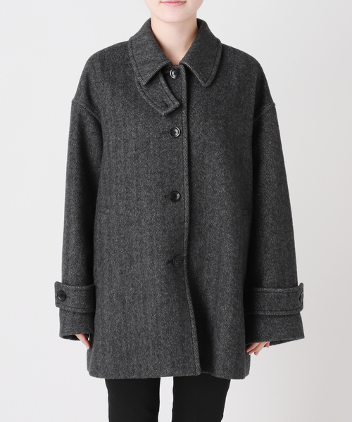 JOURNAL STANDARD(ジャーナルスタンダード)の「MANTECO ヘリンボン フレアバルカラーコート(ステンカラーコート・レディース・ベージュ/グレー・FREE)」の12枚目の写真