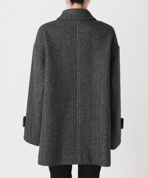 MANTECO ヘリンボン フレアバルカラーコート（ステンカラーコート