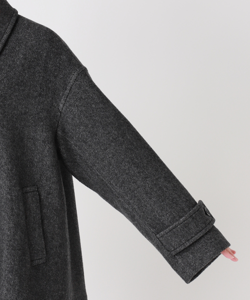 JOURNAL STANDARD(ジャーナルスタンダード)の「MANTECO ヘリンボン フレアバルカラーコート(ステンカラーコート・レディース・ベージュ/グレー・FREE)」の16枚目の写真